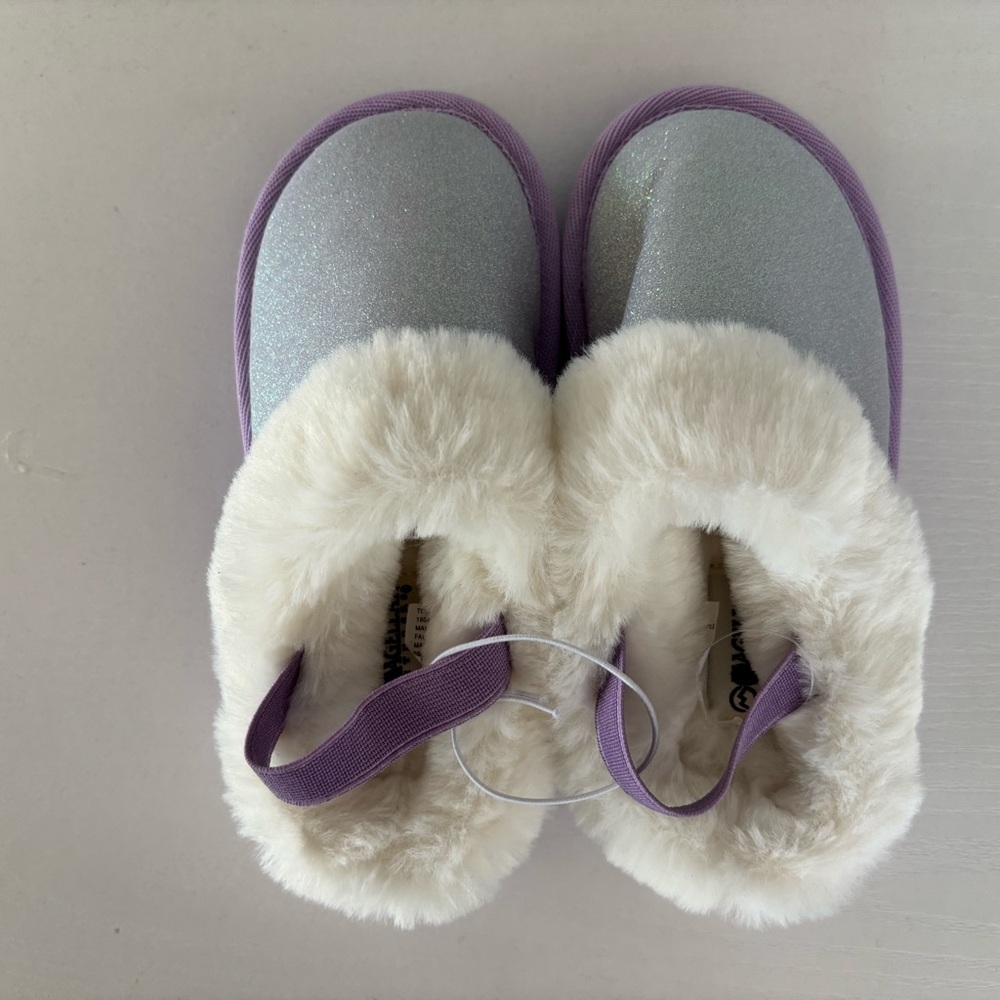 Magellan Outdoors Sparkly Lavender Kids hard sole Slippers - Picture 9 of 10